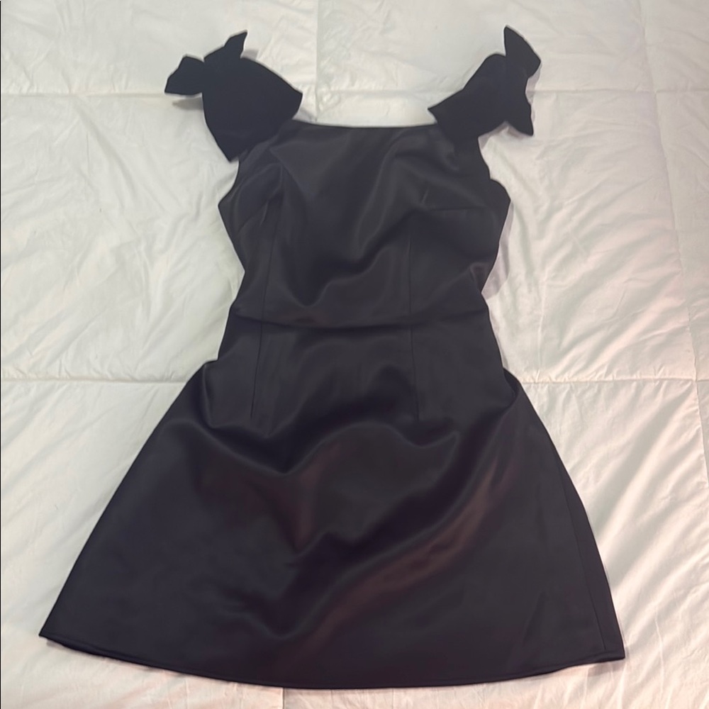 Satin Black Dress with Bow straps